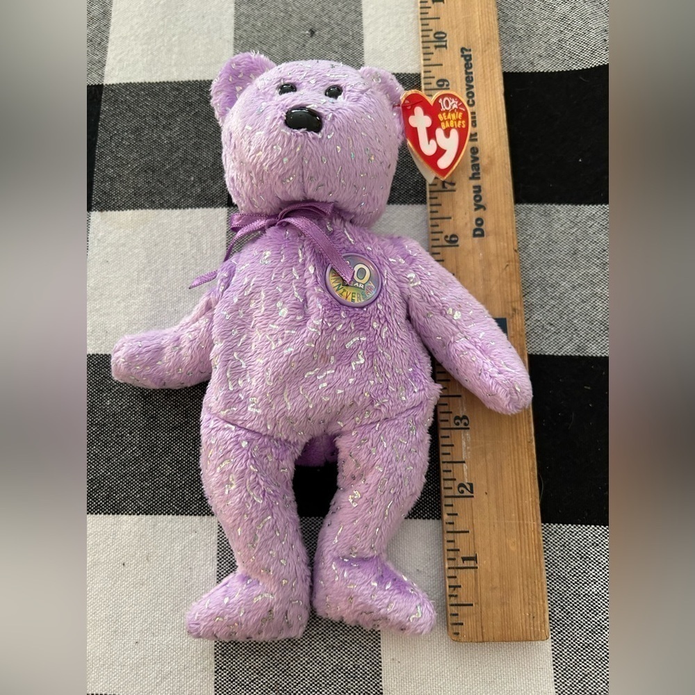 TY beanie baby decade, purple anniversary, 10th bear